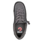 Kid's Dark Grey BILLY Classic Lace Lows, zipper shoes, like velcro, that are adaptive, accessible, inclusive and use universal design to accommodate an afo. BILLY Footwear comes in medium and wide width, M, D and EEE, are comfortable, and come in toddler, kids, mens, and womens sizing.