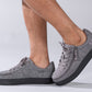Men's Charcoal Jersey BILLY Classic Lace Lows, zipper shoes, like velcro, that are adaptive, accessible, inclusive and use universal design to accommodate an afo. Footwear is medium and wide width, M, D and EEE, are comfortable, and come in toddler, kids, mens, and womens sizing.