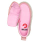 Toddler Heather Pink BILLY Classic Lace Highs, zipper shoes, like velcro, that are adaptive, accessible, inclusive and use universal design to accommodate an afo. Footwear is medium and wide width, M, D and EEE, are comfortable, and come in toddler, kids, mens, and womens sizing.